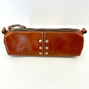 Patricia Nash 'Isla" Studded Wallet Wristlet Cosmetic Pouch Tobacco Leather EUC